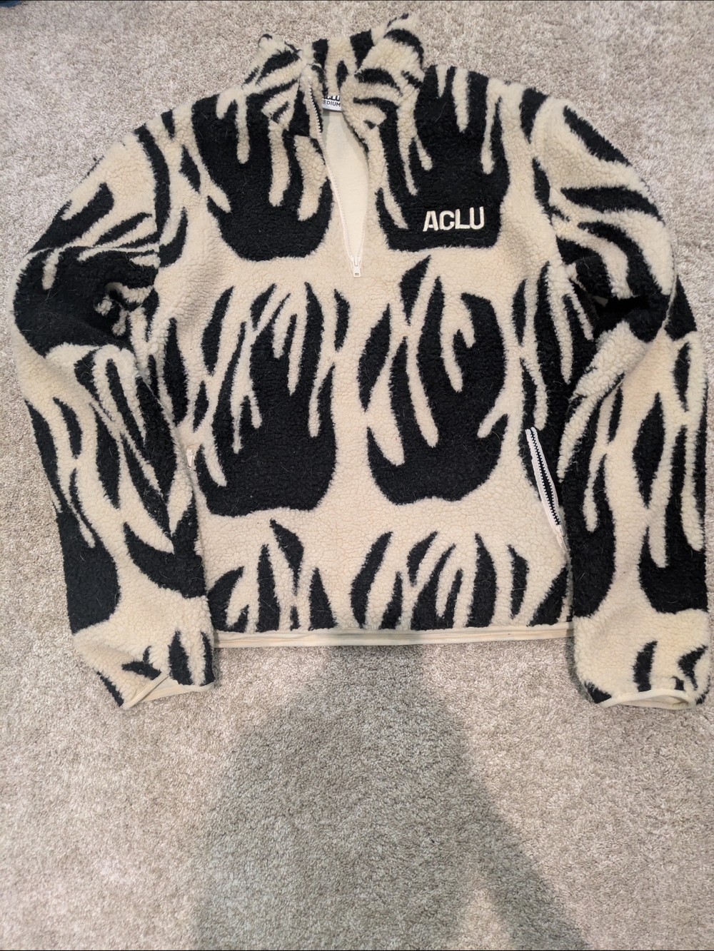 ACLU Black & Cream Fleece Quarter-Zip Pullover